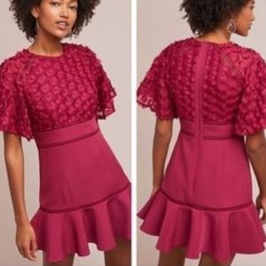 Anthro Keepsake the Label Rosabelle Dress in Burgandy XXS XS EUC Holiday